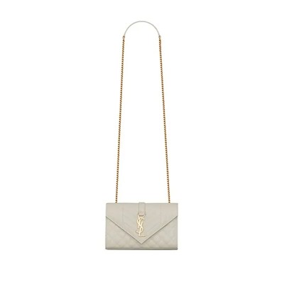 YSL ENVELOPE SMALL IN QUILTED GRAIN DE POUDRE EMBOSSED LEATHER 526286BOW919207 (21*13*6cm)